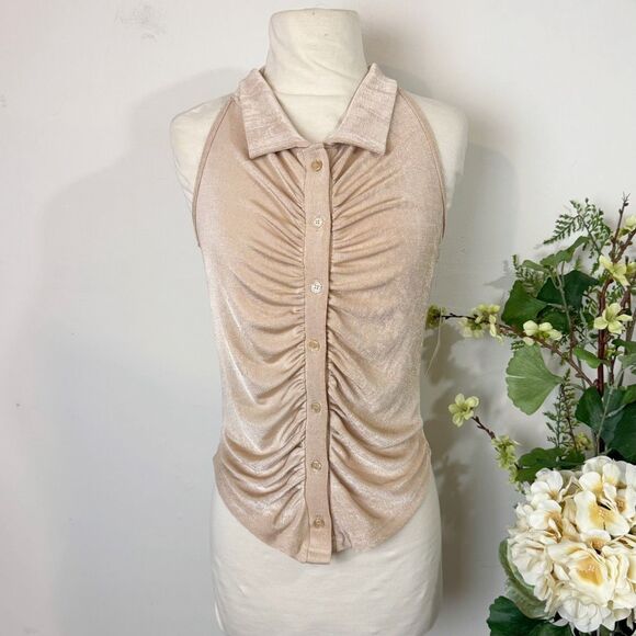 Riley & James NWT Shimmer Ruched Halter Top | Large | New - Picture 1 of 8